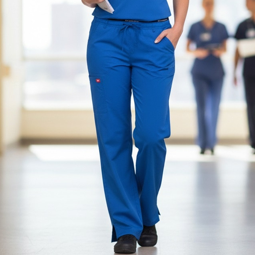 Dickies Womens XL Royal Blue Y2K Flare Cargo Scrub Pants Workwear 82007